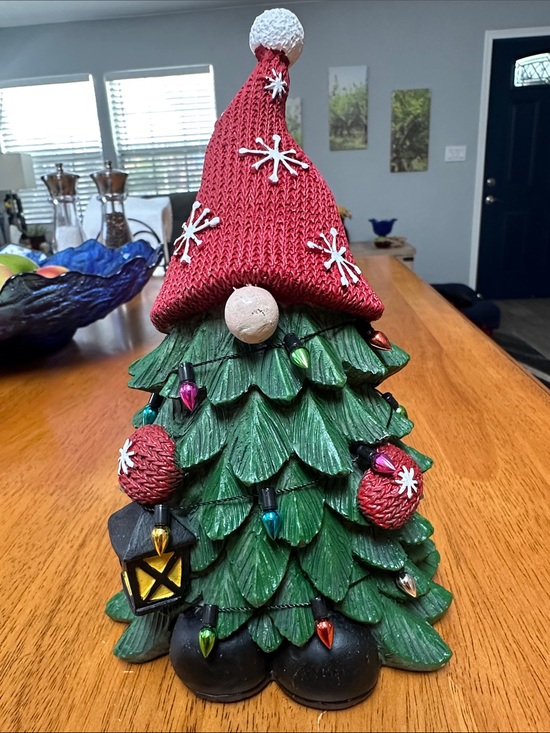 Hobby Lobby Other - Christmas tree gnome. Green Christmas tree with red hat and mittens and lights